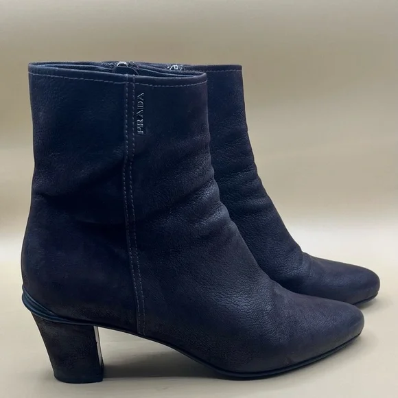 Prada Brown Leather Ankle Boots. Size 38 US 8 - Picture 1 of 12